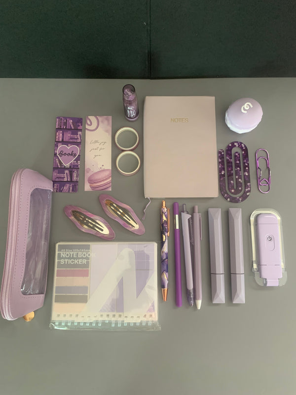 Dreamy Lavender Macaron Stationery Bundle / Desk Essential Set