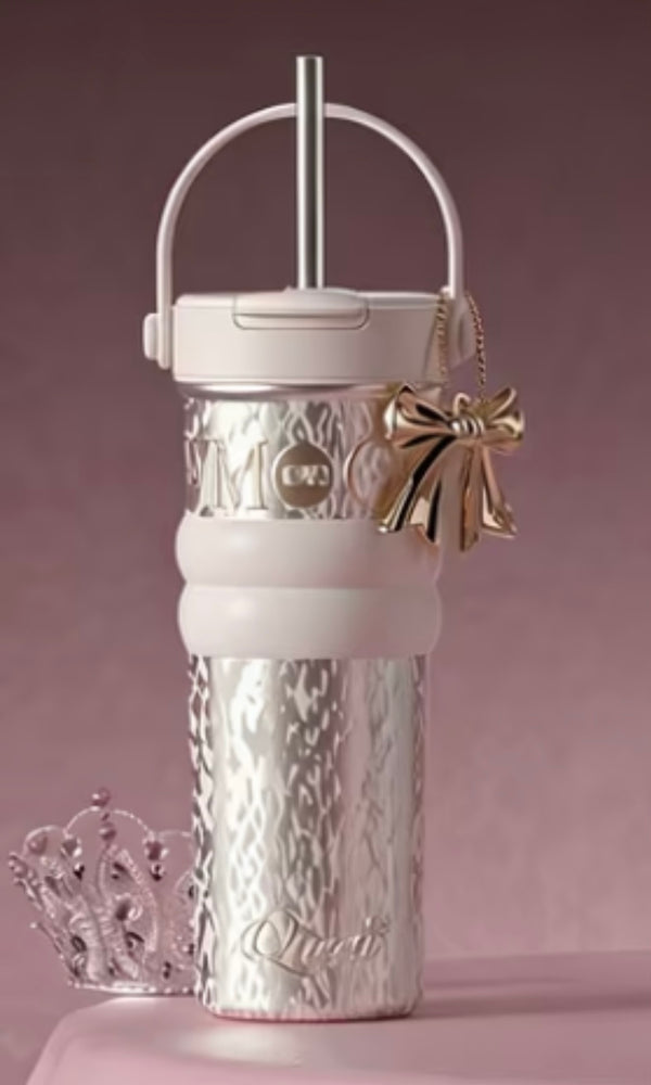 Stylish Stainless Steel Straw Tumbler with Charm